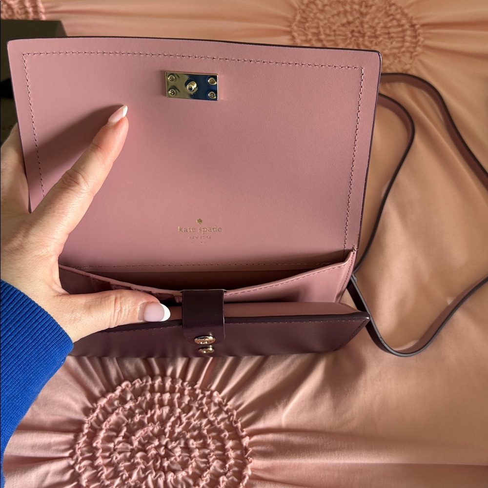 kate spade Plum Leather Crossbody with Gold Plaque - Picture 4 of 5